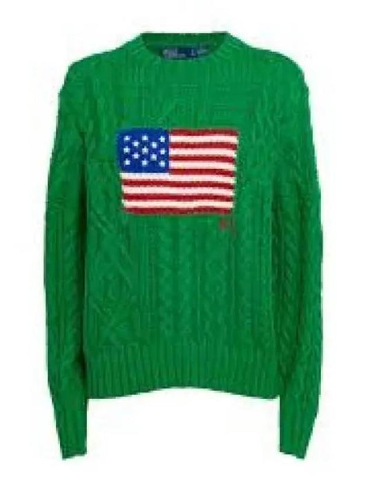 Savings W Aran Knit Cotton Flag Sweater Green 1236716 - POLO RALPH LAUREN - BALAAN 1