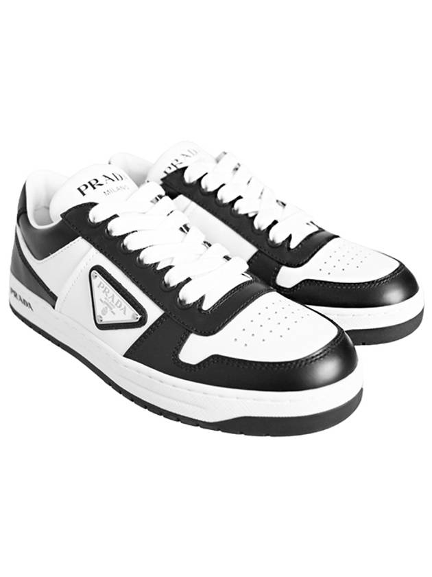 Downtown Leather Low Top Sneakers White Black - PRADA - BALAAN 3