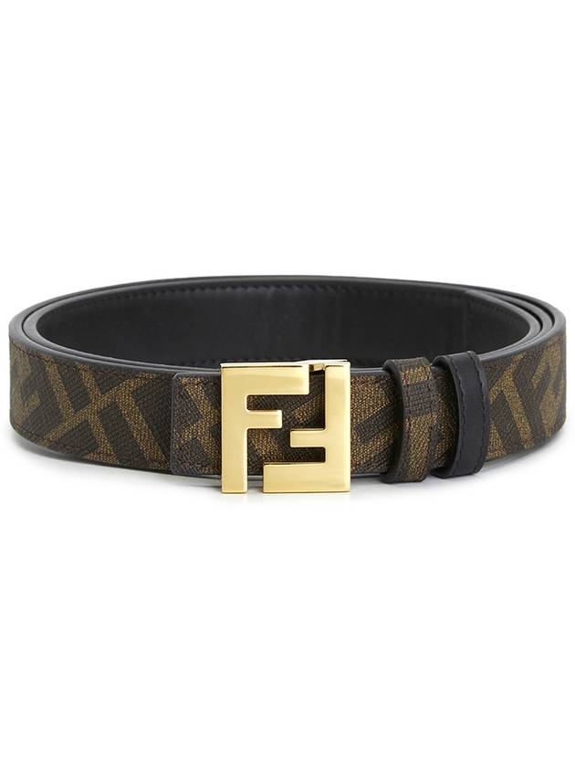 FF Squared Leather Belt Black Brown - FENDI - BALAAN 3