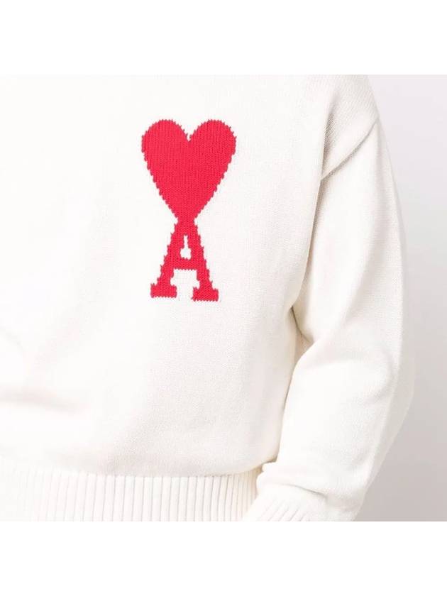 Big Heart Logo Knit Top White - AMI - BALAAN 4