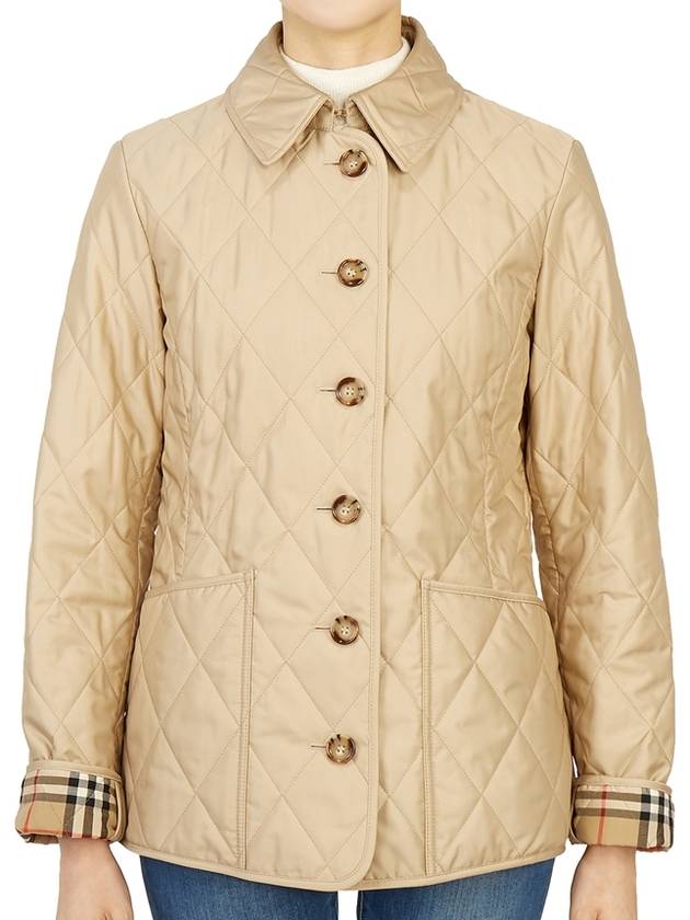 Diamond Quilted Thermoregulated Jacket New Chino Beige - BURBERRY - BALAAN.