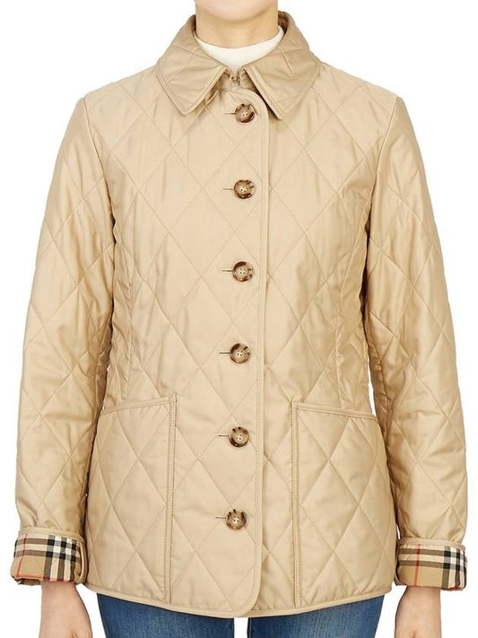 Diamond Quilted Thermoregulated Jacket New Chino Beige - BURBERRY - BALAAN 2