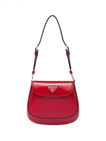 Cleo Brushed Leather Mini Shoulder Bag Red - PRADA - BALAAN 1