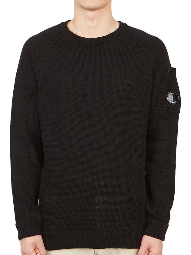 Lens Wappen Compact Cotton Knit Top Black - CP COMPANY - BALAAN 2