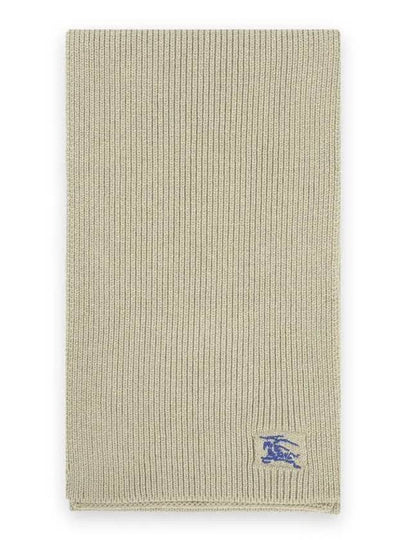 Embroidered Logo Rib Cashmere Scarf Green - BURBERRY - BALAAN 2