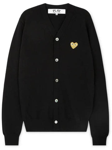 Comme des Garçons Men's Heart Wappen Black Cardigan AZ N050 051 1 - COMME DES GARCONS PLAY - BALAAN 1