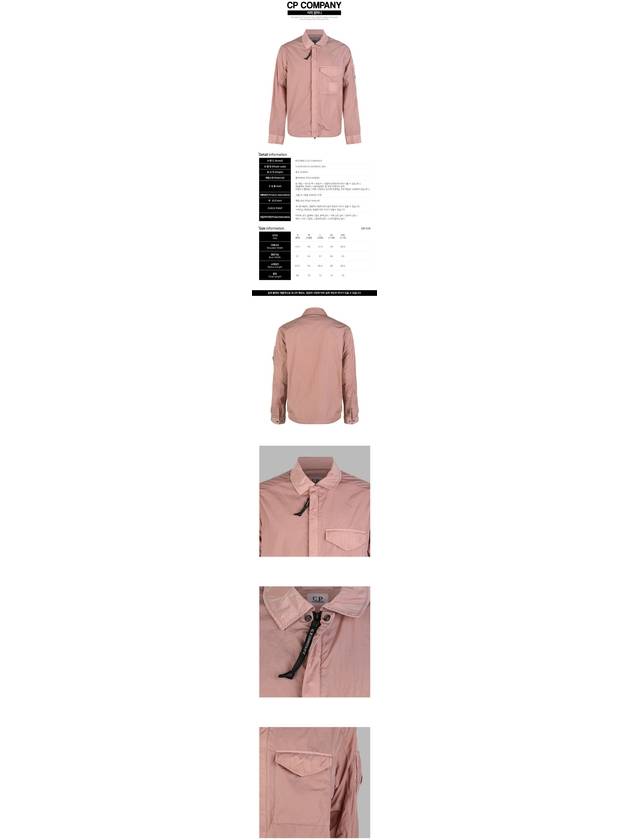 Men's Chrome R Over Shirt Zip Up Jacket Pink - CP COMPANY - BALAAN 3