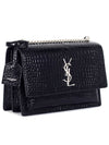 Crocodile Embossed Leather Sunset Medium Cross Bag Black - SAINT LAURENT - BALAAN 3