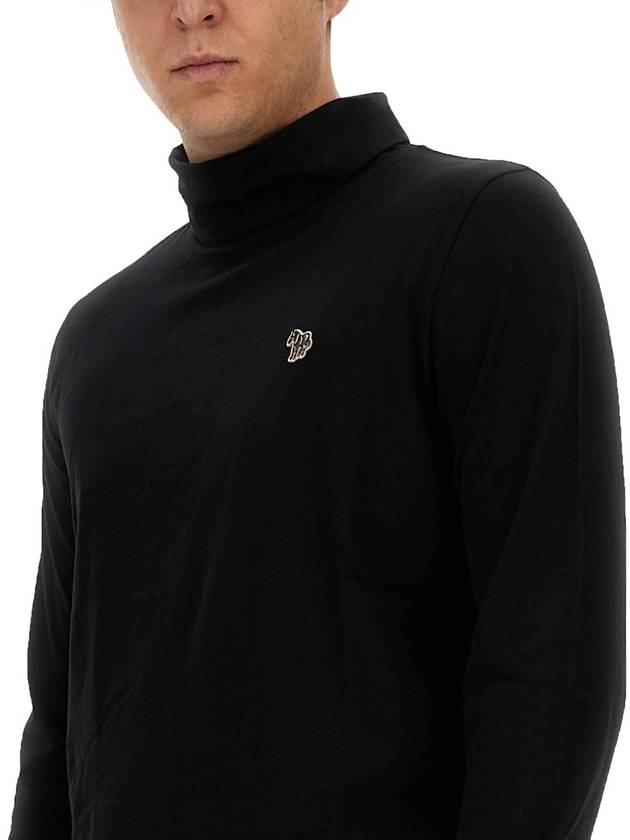 Zebra Logo Roll Neck Long Sleeve T-Shirt Black - PAUL SMITH - BALAAN 5