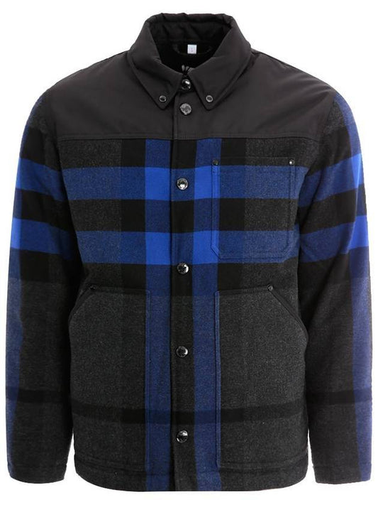 Men's Check Overfit Shirt Jacket Black Blue - BURBERRY - BALAAN.