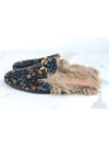 Horsebit Prince Fur Bloafer Sandals Black 9 5 285 - GUCCI - BALAAN 4