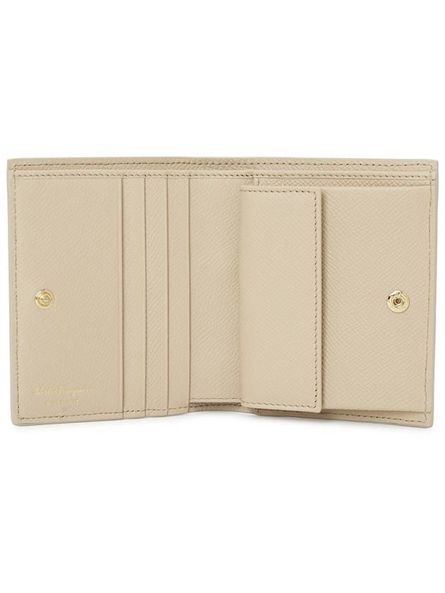 Gancini Compact Half Wallet Beige - SALVATORE FERRAGAMO - BALAAN 5