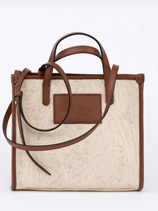 Paisley embroidered raffia medium size shopper bag - ETRO - BALAAN 2