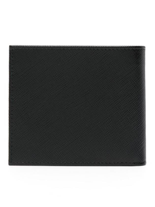 Triangle Logo Saffiano Half Wallet Black - PRADA - BALAAN 4