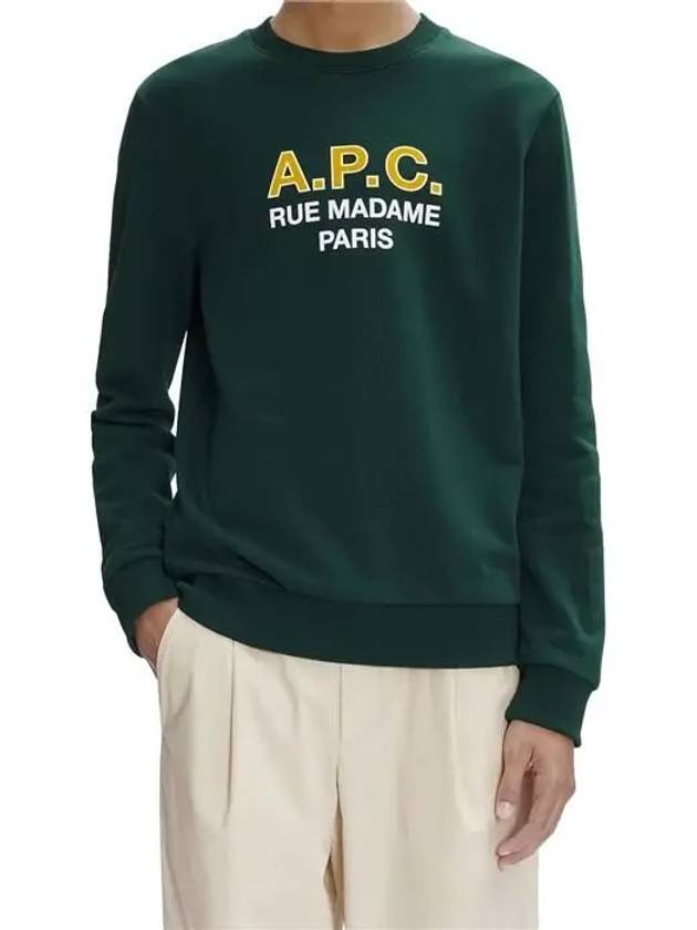 Logo Print Cotton Sweatshirt Green - A.P.C. - BALAAN 3