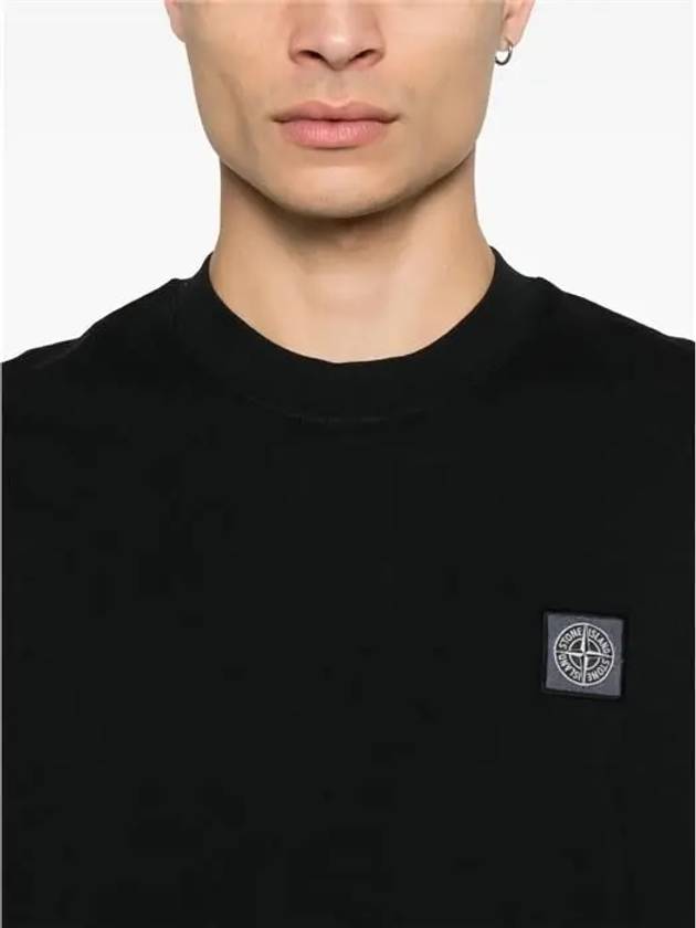 Combed Organic Cotton Jersey Short Sleeve T-Shirt Black - STONE ISLAND - BALAAN 4