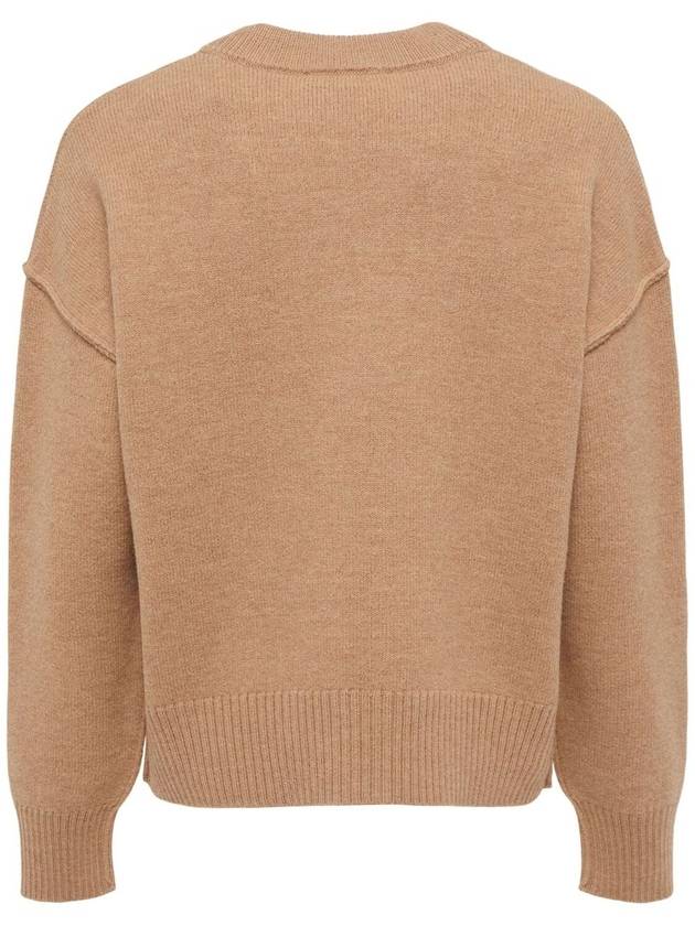 De Coeur Logo Wool Cardigan Camel - AMI - BALAAN 3