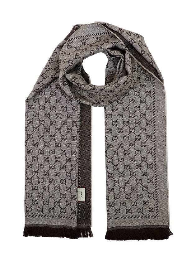 Wool GG Jacquard Muffler Beige Brown - GUCCI - BALAAN.