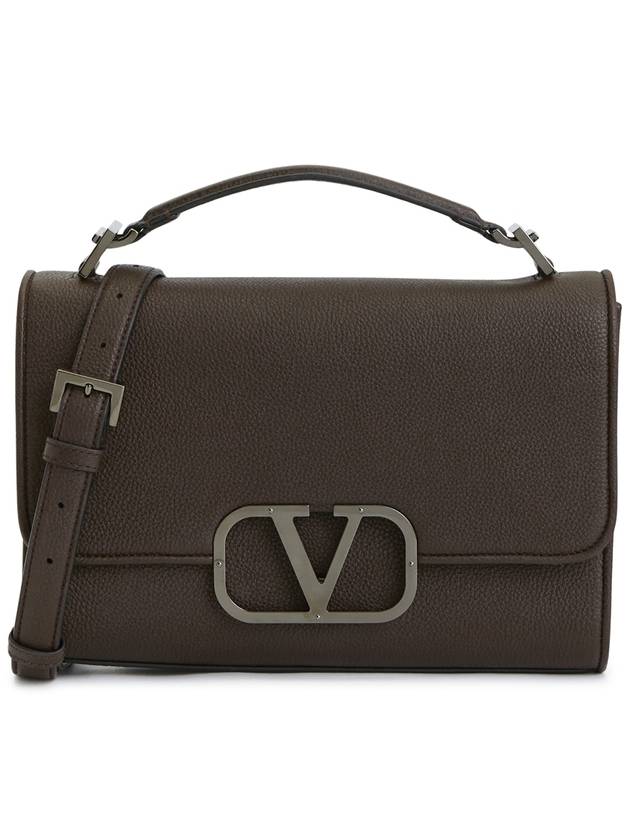 Signature V Logo Leather Cross Bag Brown - VALENTINO - BALAAN 2