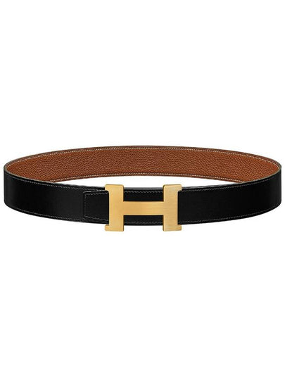 Constance Gold Hardware Buckle Reversible Leather Belt Black - HERMES - BALAAN 2