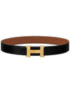 Constance Gold Hardware Buckle Reversible Leather Belt Black - HERMES - BALAAN 1