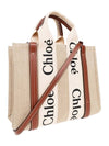 Woody Small Canvas Tote Bag White Brown Beige - CHLOE - BALAAN 5