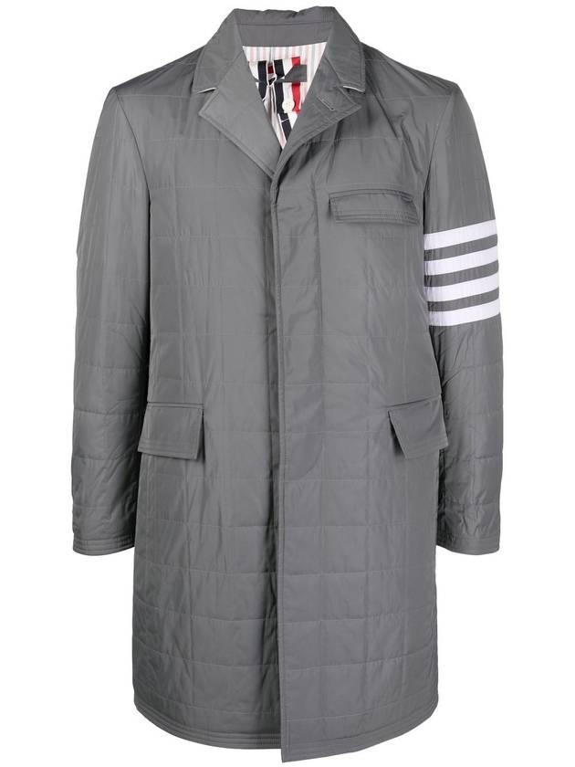 Men's 4-Line Chesterfield Poly Twill Down Single Coat Gray - THOM BROWNE - BALAAN.