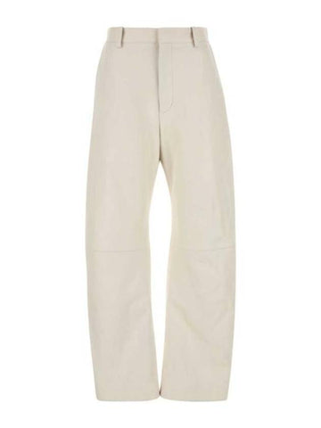 Round leather straight pants white - BOTTEGA VENETA - BALAAN 1