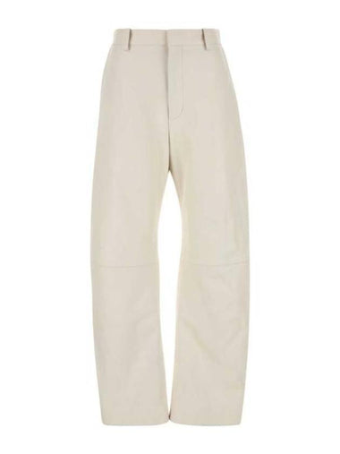 Round leather straight pants white - BOTTEGA VENETA - BALAAN 1