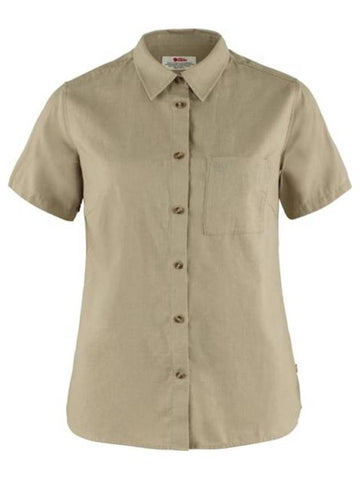 Women's Ovik Travel Short Sleeves Shirt Sand Stone - FJALL RAVEN - BALAAN 1