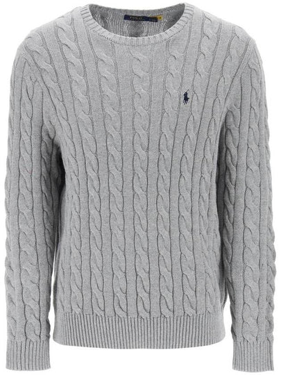 Embroidery Logo Cable Knit Top Grey - POLO RALPH LAUREN - BALAAN 2