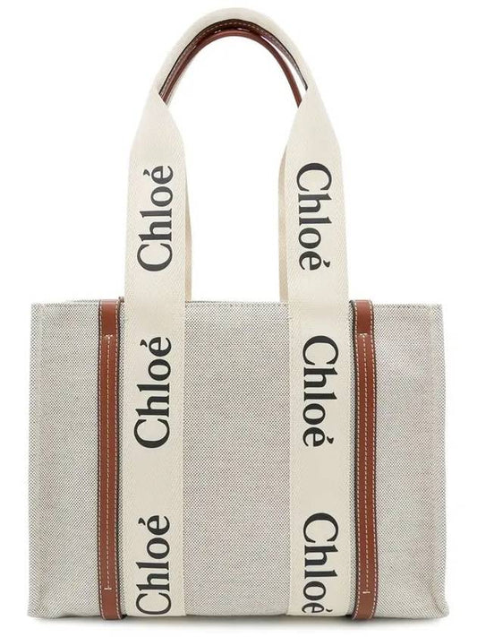 Woody Canvas Medium Tote Bag Brown Beige - CHLOE - BALAAN 2