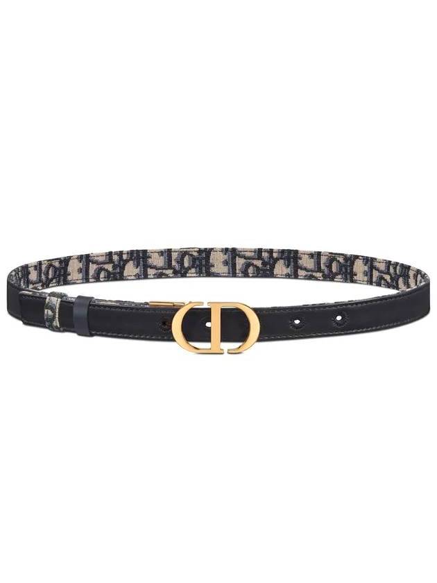 30 Montaigne Gold Hardware Jacquard Reversible Leather Belt Black Blue - DIOR - BALAAN.