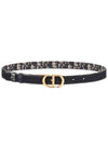 30 Montaigne Gold Hardware Jacquard Reversible Leather Belt Black Blue - DIOR - BALAAN 1