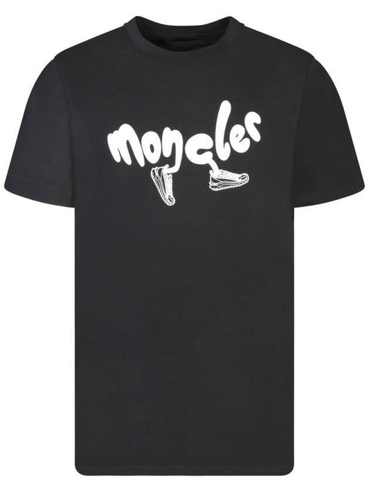 Running Logo Short Sleeve T-Shirt Black - MONCLER - BALAAN 1