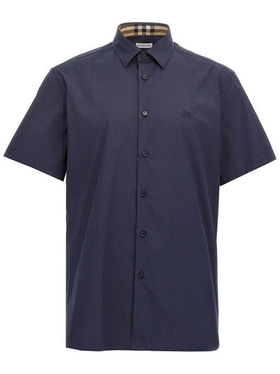 NAVY BLUE COTTON SHIRT 8079595A1222 - BURBERRY - BALAAN 2