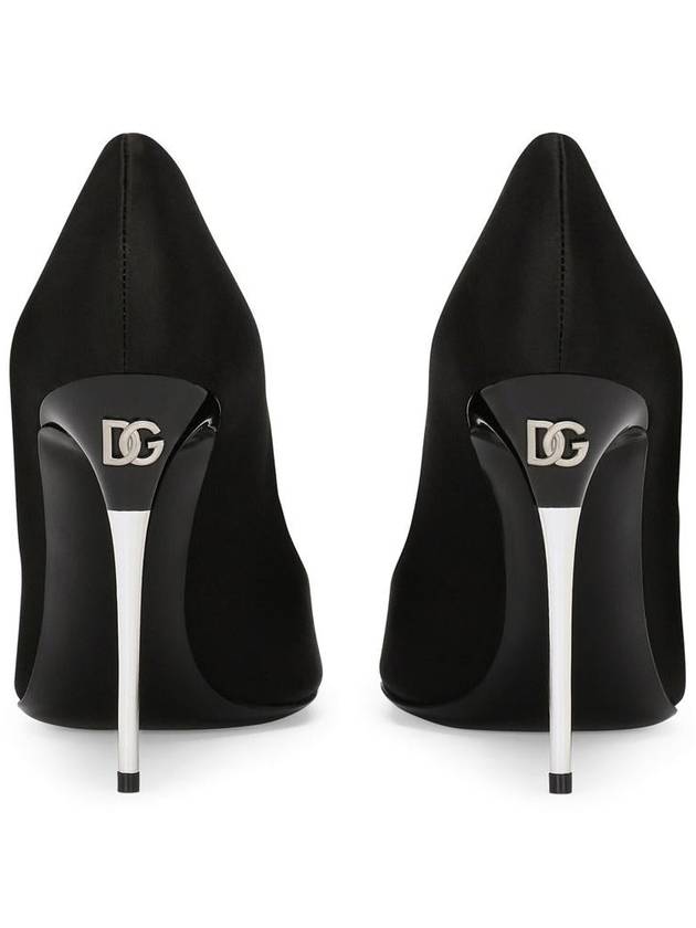 DC logo lettering pointed toe satin Pumps black - DOLCE&GABBANA - BALAAN 4