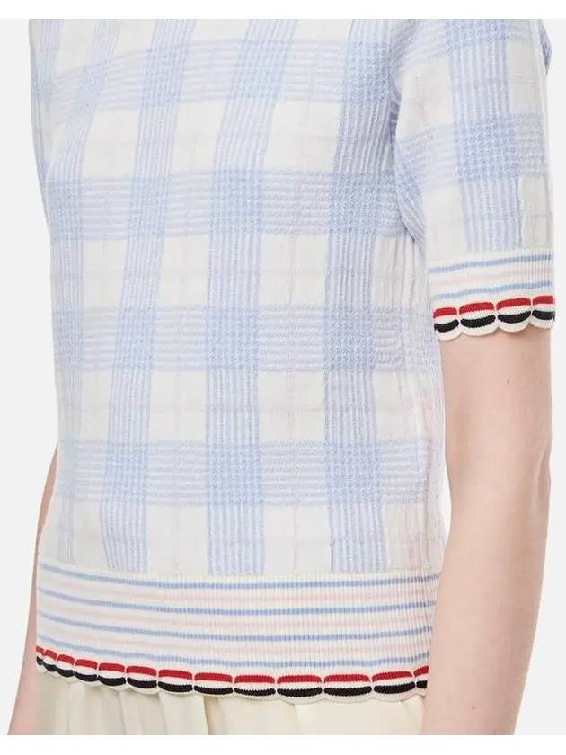 Thom Browne Women's Hairline Check Merino Wool Short Sleeve T-Shirt - THOM BROWNE - BALAAN 5