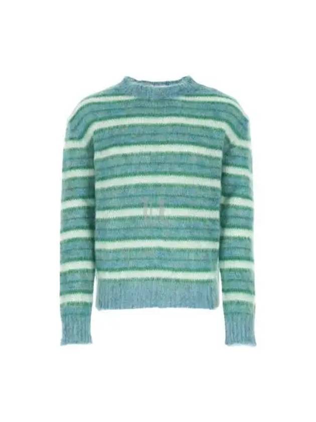 Striped Round Neck Knit Top Green - MARNI - BALAAN 2