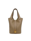 Trench color gold picotan 18 tote bag B engraved - HERMES - BALAAN 1