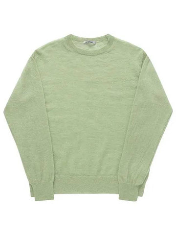 A24SP02FG LIGHT GREEN Kid Mohair Sheer P O Men's Knit - AURALEE - BALAAN 1