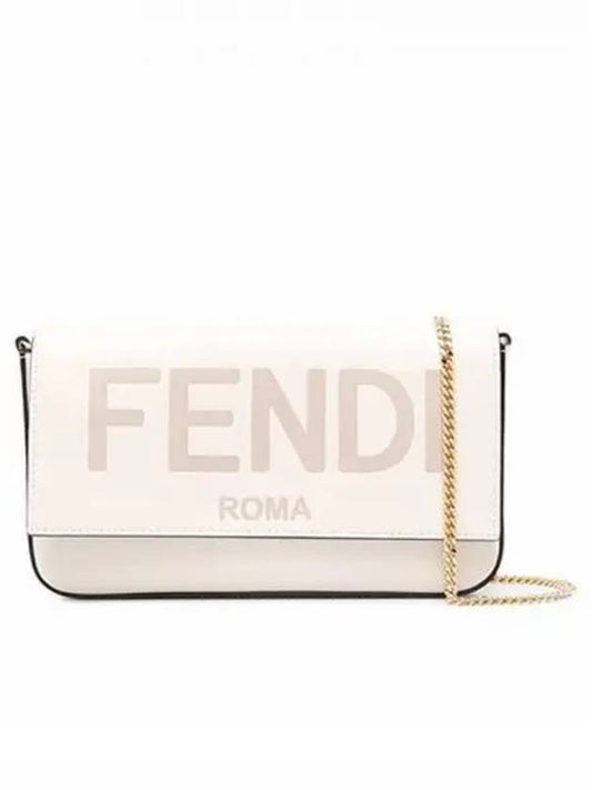 Logo Pouch Chain Shoulder Bag Cross White 271584 - FENDI - BALAAN 1