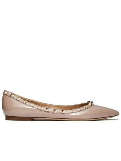 Women's Rockstud Patent Leather Ballerina Ivory - VALENTINO - BALAAN 2