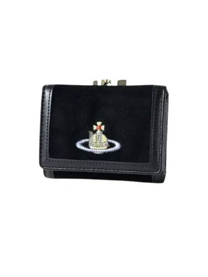 Velvet Small Frame Cotton Half Wallet Black - VIVIENNE WESTWOOD - BALAAN 2