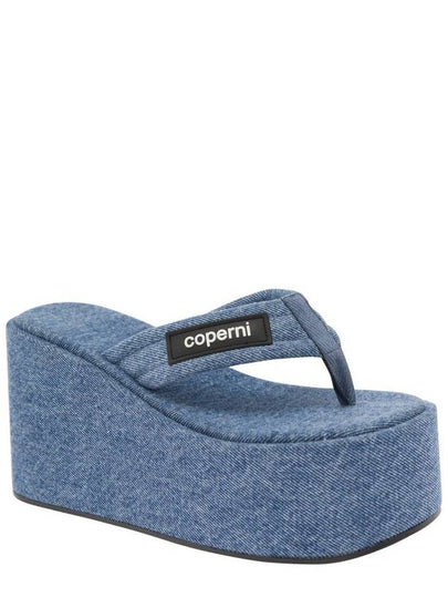 Light Blue Sandals With Wedge And Logo Patch In Denim Woman - COPERNI - BALAAN 2