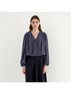 Volume pleated wrap tencel blouseIndigo Navy - SUBSET - BALAAN 2