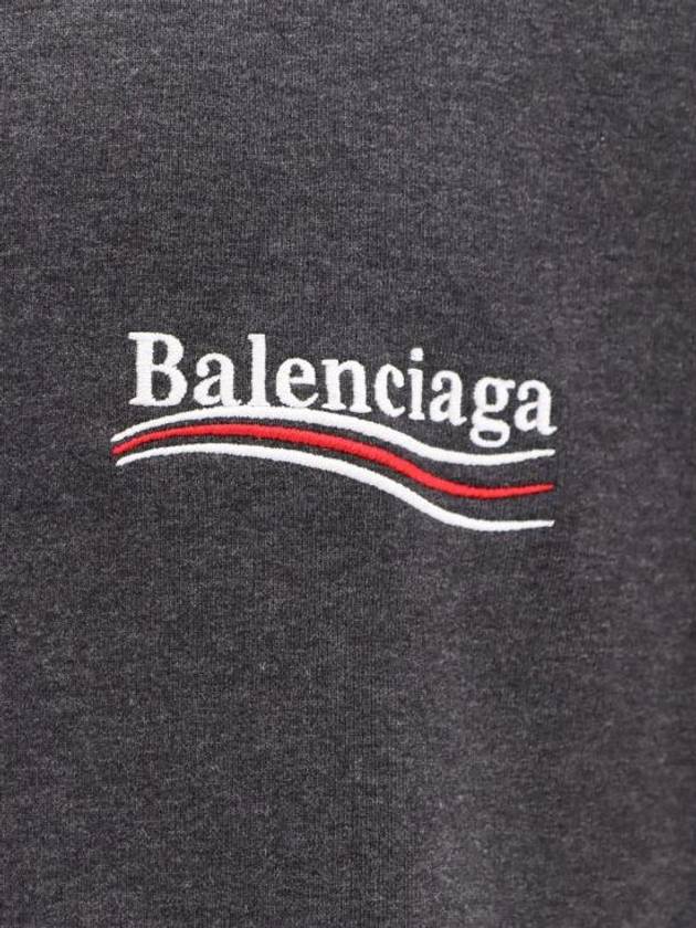 Embroidered Logo Cotton Hoodie Grey - BALENCIAGA - BALAAN 4