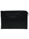 Intrecciato Weaving Zipper Medium Clutch Bag Black - BOTTEGA VENETA - BALAAN 2