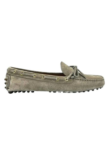 Women's Suede Driving Loafers Green Gray - CAR SHOE - BALAAN 1