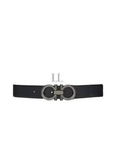 Gancini Buckle Reversible Leather Belt Navy Black - SALVATORE FERRAGAMO - BALAAN 2